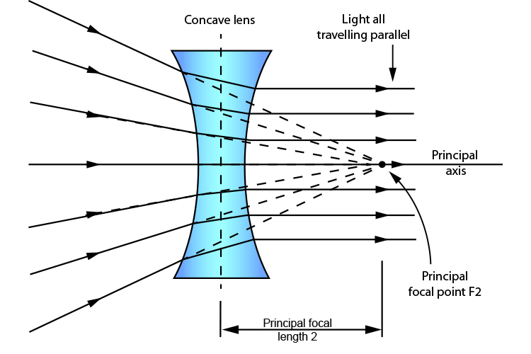 Light rays emerging from a concave lens in parallel